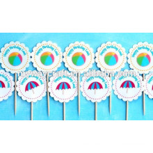 2015 Wholesale blue beach party cupcake toppers/paper cupcake stands